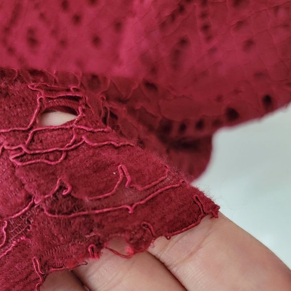 J. Crew 3/4 Three-Quarter Sleeve Lace Shift Mini Dress in Burgundy - Picture 4 of 5